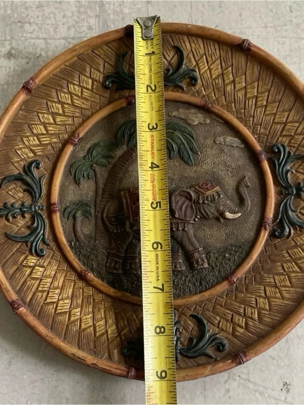 Decorative Elephant Themed Resin Plate Eastern Style Home Decor Wall Art 9